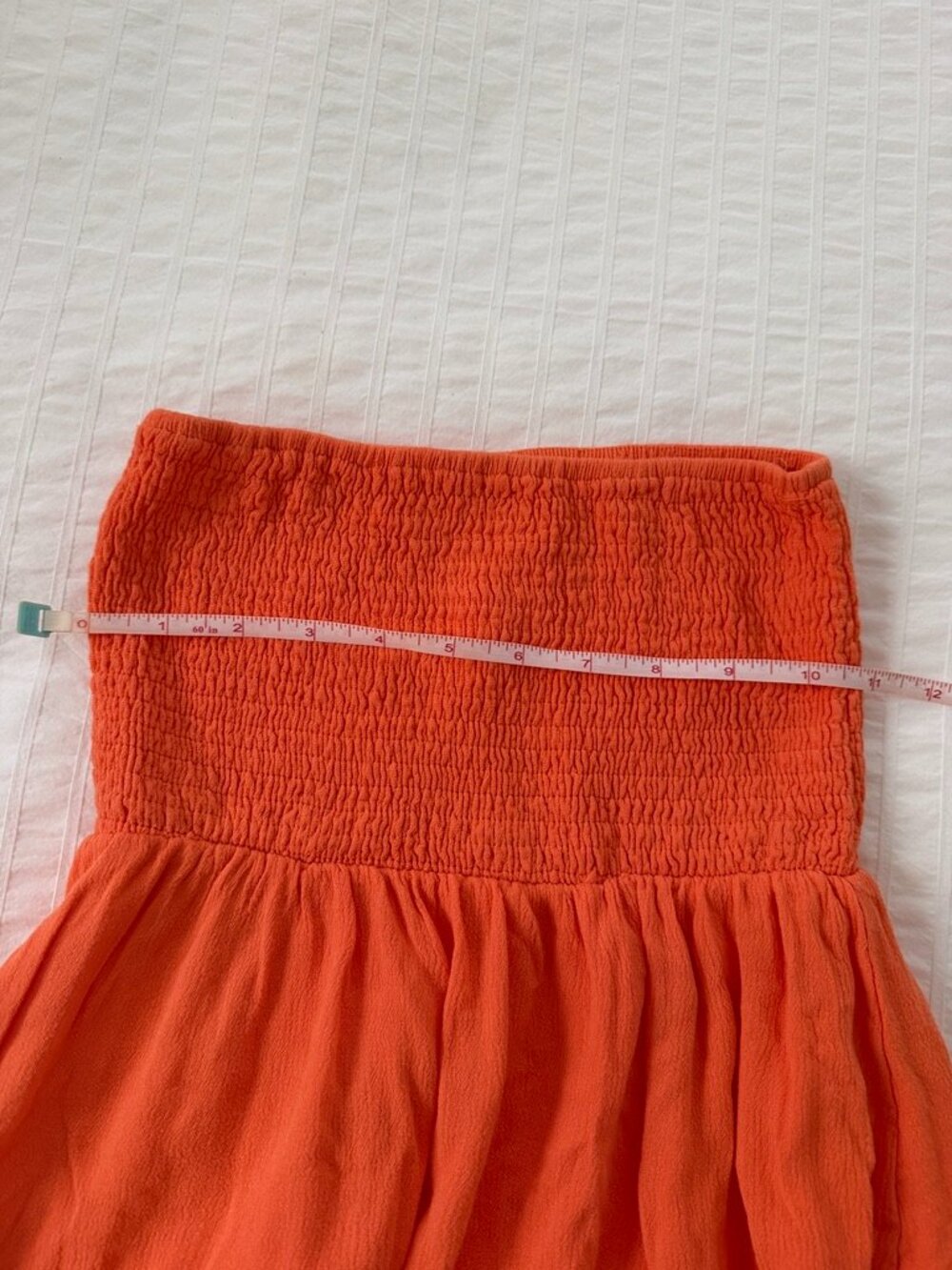 Strapless High-Low Ruffle Dress — Orange | S - Picture 5 of 7